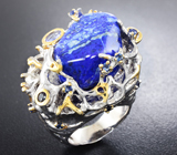 Серебряное кольцо с лазуритом, танзанитами и синими сапфирами Серебро 925