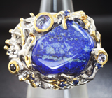 Серебряное кольцо с лазуритом, танзанитами и синими сапфирами Серебро 925