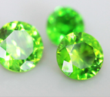 Набор из 3 уральских демантоидов 0,6 карат 