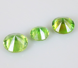 Набор из 3 уральских демантоидов 0,6 карат 