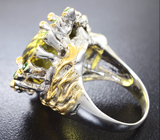Серебряное кольцо c лимонным цитрином и цаворитами Серебро 925