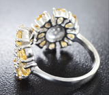 Оригинальное серебряное кольцо с цитринами Серебро 925