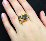 Серебряное кольцо с турмалинами и гранатом Серебро 925