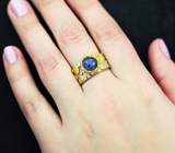 Серебряное кольцо с синим сапфиром Серебро 925