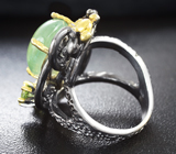 Серебряное кольцо с пренитом, перидотами, сапфирами и родолитом Серебро 925