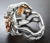 Серебряное кольцо с кристаллическими эфиопскими опалами, цитринами и цаворитами Серебро 925