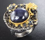 Серебряное кольцо с синими сапфирами и перидотами Серебро 925