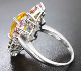 Праздничное серебряное кольцо с цитринами и разноцветными турмалинами Серебро 925