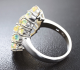 Превосходное серебряное кольцо с кристаллическими опалами Серебро 925