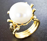 Кольцо с морской жемчужиной и бриллиантами Золото