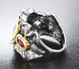 Серебряное кольцо с апатитами и гранатами Серебро 925