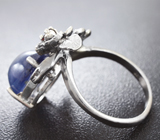 Серебряное кольцо с синим сапфиром, мозамбикским гранатом и аметистами Серебро 925