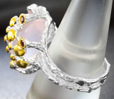 Серебряное кольцо с розовым кварцем и мозамбикскими гранатами Серебро 925