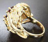 Крупное золотое кольцо с фантастическим рубеллитом турмалином 8,04 карат и 20 бриллиантами Золото