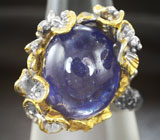 Серебряное кольцо с крупным синим сапфиром Серебро 925