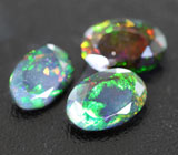 Набор из 3 ограненных черных опалов 3,04 карат 