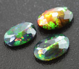 Набор из 3 ограненных черных опалов 3,04 карат 