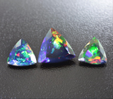 Набор из 3 ограненных черных опалов 4,04 карат 