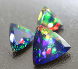 Набор из 3 ограненных черных опалов 4,04 карат 