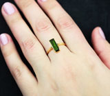 Золотое кольцо с зеленым турмалином 1,36 карат Золото