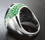 Кольцо с танзанитом, цаворитами гранатами и бриллиантами