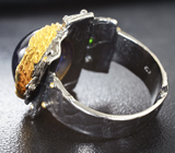 Серебряное кольцо с синим сапфиром, диопсидом и аметистом Серебро 925