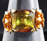 Золотое кольцо с уникальным андалузитом 5,11 карат и бриллиантами Золото