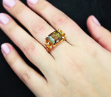 Золотое кольцо с уникальным андалузитом 5,11 карат и бриллиантами Золото