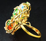 Золотое кольцо-праздник! Кристаллические эфиопские опалы 6,43 карат, цавориты, танзаниты и бриллианты Золото