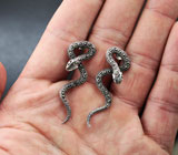 Серебряные серьги «Змейки» с марказитами Серебро 925