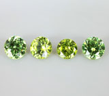 Высокая дисперсия! Набор из 4 уральских демантоидов 0,57 карат 