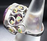 Серебряное кольцо с аметистом и самоцветами Серебро 925
