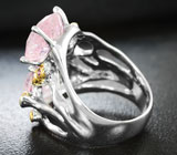 Серебряное кольцо с морганитами и сапфирами Серебро 925