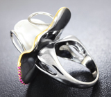 Серебряное кольцо с жемчужиной и розовыми сапфирами Серебро 925