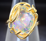Золотое кольцо с уникальным мексиканским опалом 7,32 карат и бриллиантами Золото
