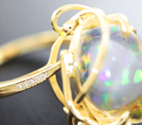 Золотое кольцо с уникальным мексиканским опалом 7,32 карат и бриллиантами Золото
