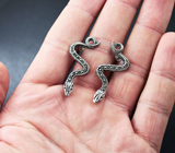 Серебряные серьги «Змейки» с марказитами Серебро 925