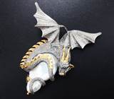 Серебряный кулон «Дракон» с жемчужиной барокко Серебро 925