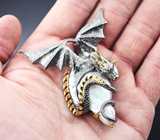 Серебряный кулон «Дракон» с жемчужиной барокко Серебро 925