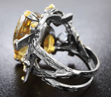 Серебряное кольцо с цитрином и изумрудами Серебро 925