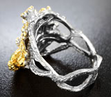Серебряное кольцо с эфиопским опалом и самоцветами