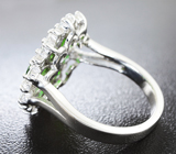 Эффектное серебряное кольцо с диопсидами Серебро 925