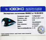 Сhromic Tourmaline (Хромовый турмалин) 0,86 карат Не указан
