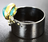 Серебряное кольцо с апатитом и синими сапфирами Серебро 925