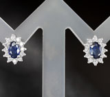 Прелестные серебряные серьги с насыщенно-синими сапфирами Серебро 925