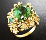 Золотое кольцо с турмалинами 7,9 карат и бриллиантами Золото