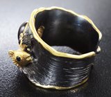 Серебряное кольцо c гессонитом гранатом и сапфирами Серебро 925