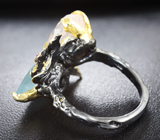 Серебряное кольцо с розовым кварцем, аквамарином и сапфирами Серебро 925