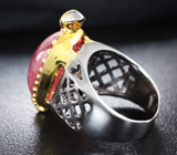 Серебряное кольцо с крупным сапфиром и аметистами Серебро 925