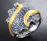 Серебряное кольцо c синими сапфирами Серебро 925